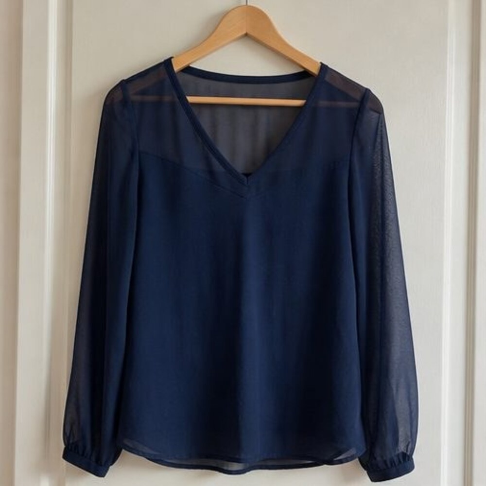 Navy Button Blouse